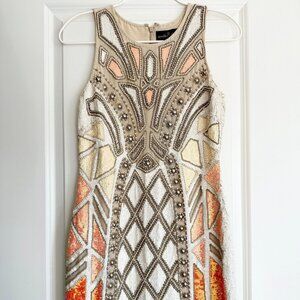 NWT Needle & Thread Geo Sundown Sequin Bead Embellished Mini Dress Size 4